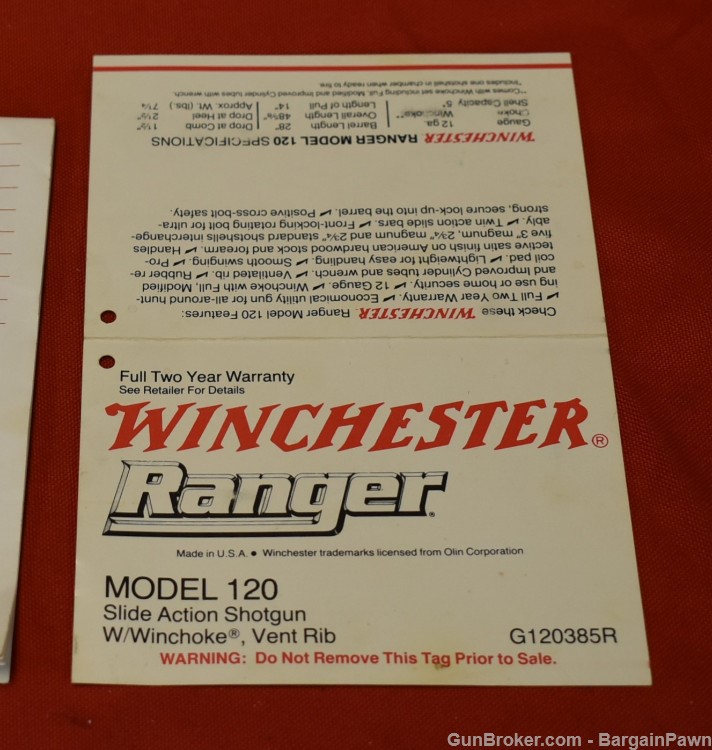 Winchester Ranger Model 120 12GA 28" bbl Winchoke Blued Wood Pump Action-img-28