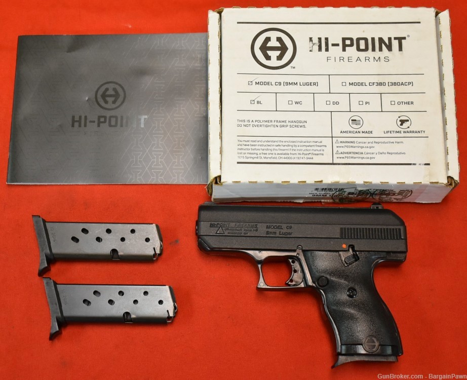 Hi Point C9 Pistol 9mm 3.5" BBL 3-Mags 9x19 Original Box C-9-img-0