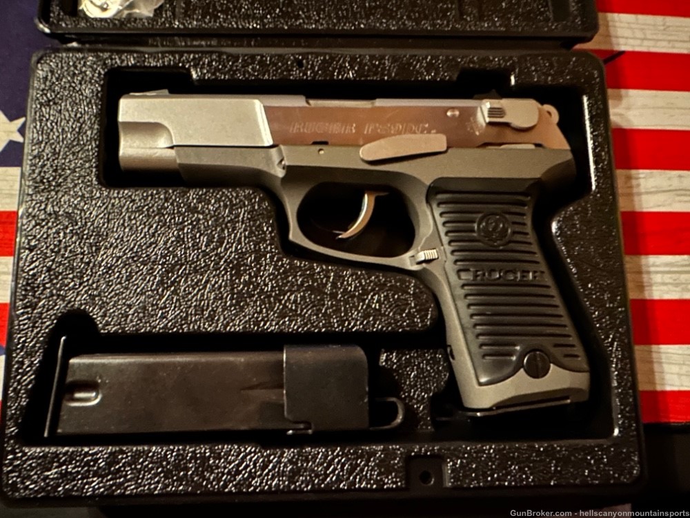 Exceptional 1st Year Ruger P89DC  9mm Luger Stainless Pistol Box & Papers -img-1