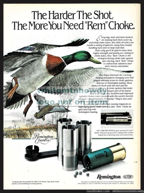 1986 REMINGTON Shotgun Shells Ammunition AD w/ Mallard Duck Art-img-0