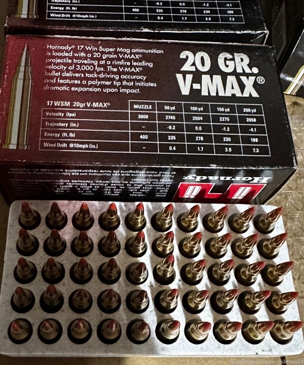 200 rounds of Hornady 17 WSM 20 grain V-MAX Polymer Tip ammo-img-3