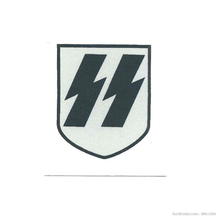 German WWII Reproduction Helmet Decal - Early War SS Runic Shield-img-0