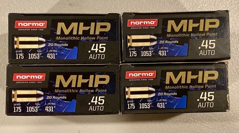 45 ACP 80 rounds personal defense hollow point Norma-img-1
