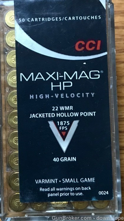 .22 WMR HP CCI MAXI MAG JHP 50 rds-img-0