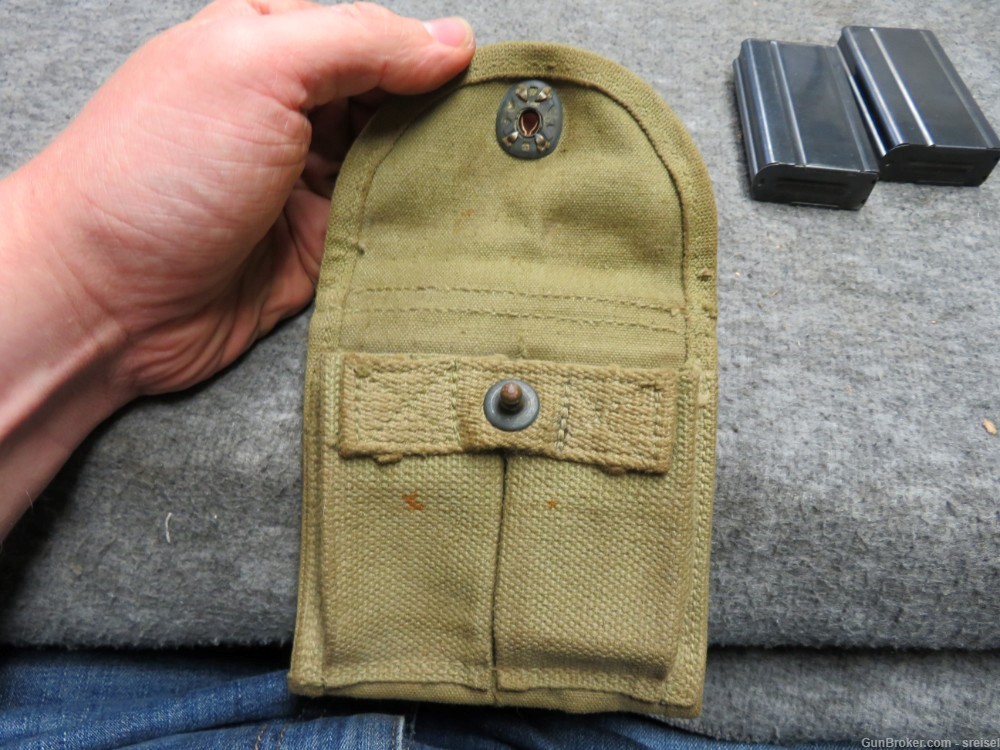 WWII US M1 CARBINE MAGAZINE POUCH-STOCK TYPE-W/ 2 ORIGINAL MAGS-VERY GOOD -img-14