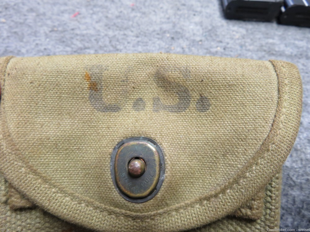 WWII US M1 CARBINE MAGAZINE POUCH-STOCK TYPE-W/ 2 ORIGINAL MAGS-VERY GOOD -img-10