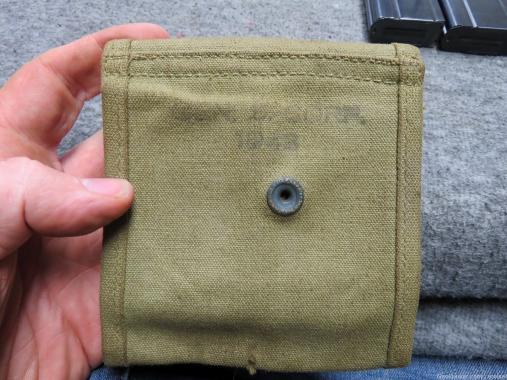 WWII US M1 CARBINE MAGAZINE POUCH-STOCK TYPE-W/ 2 ORIGINAL MAGS-VERY GOOD -img-11