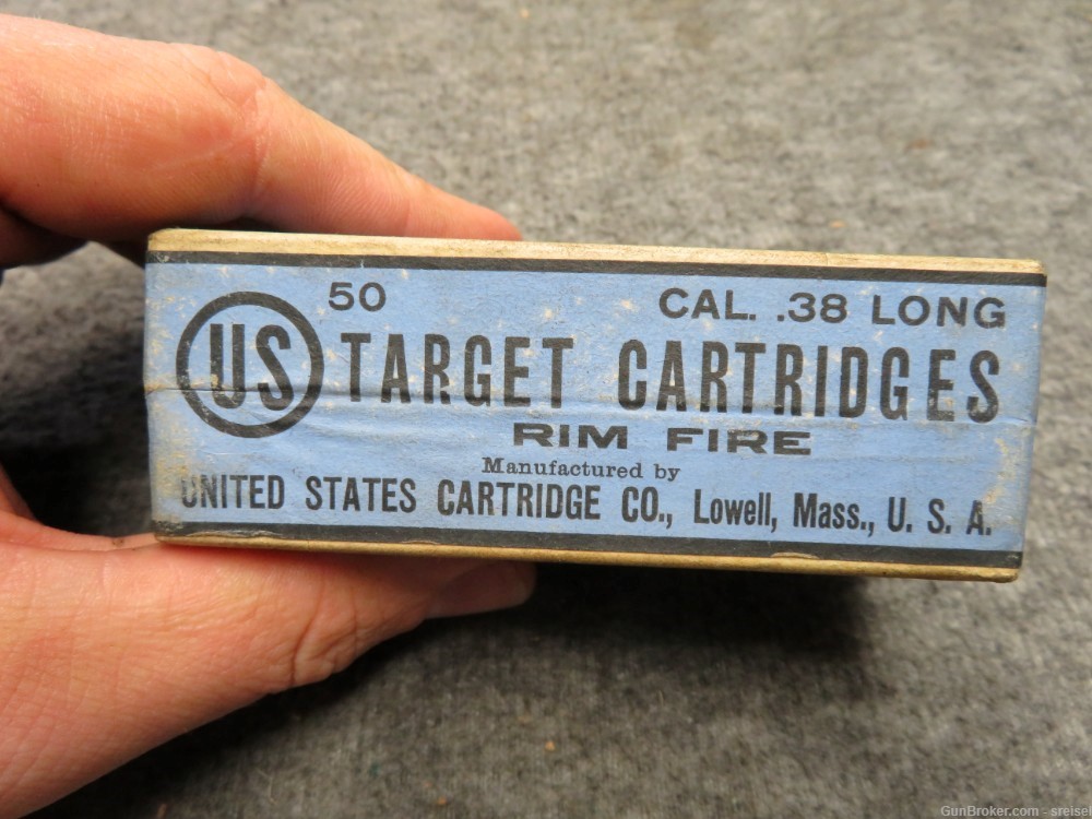 ORIGINAL SEALED BOX OF U.S. CARTRIDGE CO. .38 RIMFIRE LONG AMMO-BLACKPOWDER-img-1