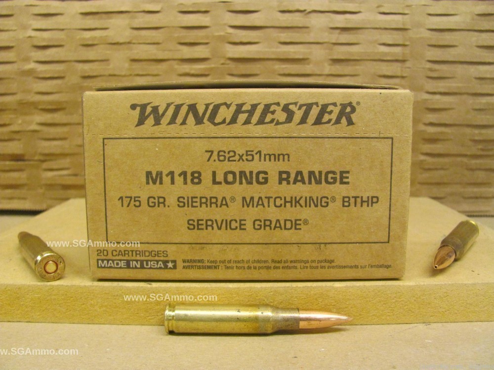 500 Rd Case 7.62x51 175 Grain M118LR Long Range Sierra Matchking BTHP Ammo-img-0