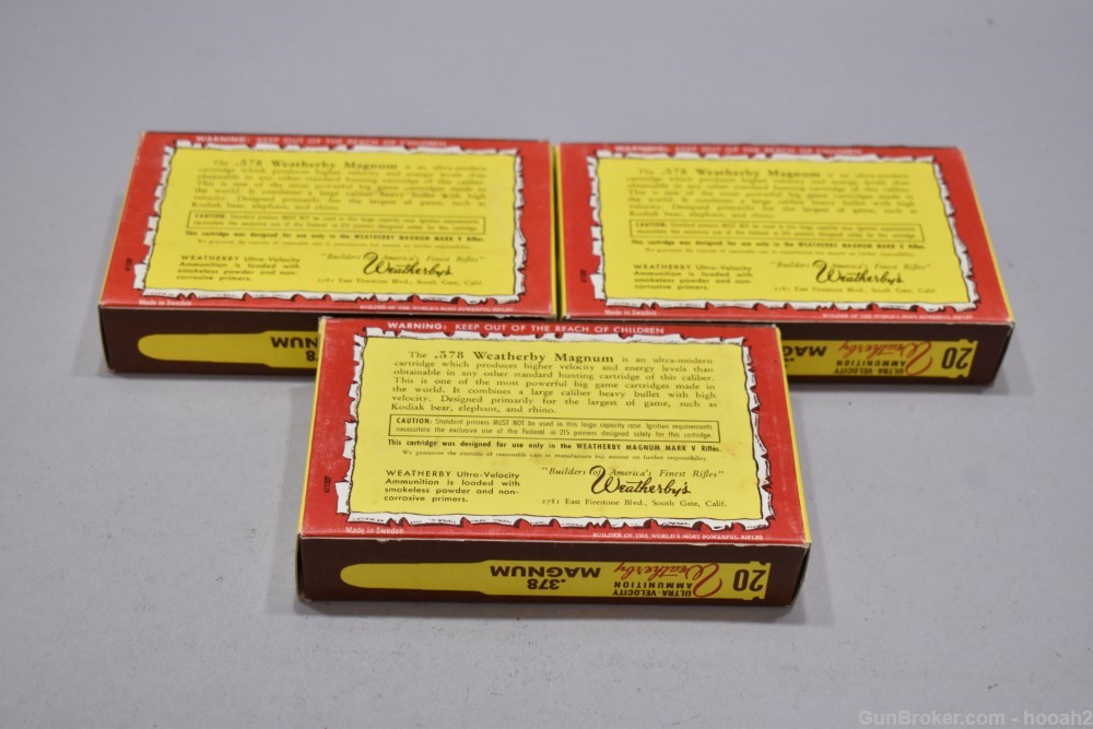 3 Vintage Boxes 378 Weatherby Magnum 300 G Soft Point Elephant Box-img-1