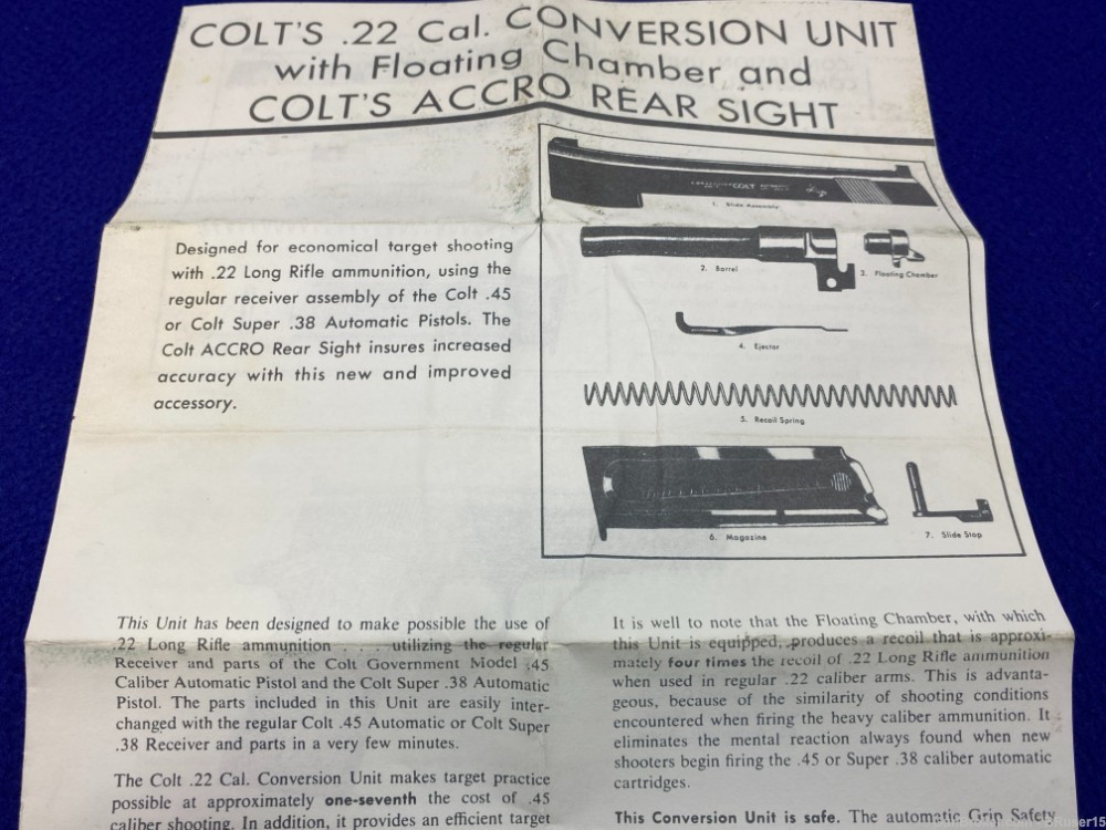 Colt .22 Cal. Conversion Unit *FLOATING CHAMBER & COLT ACCRO REAR SIGHT-img-3