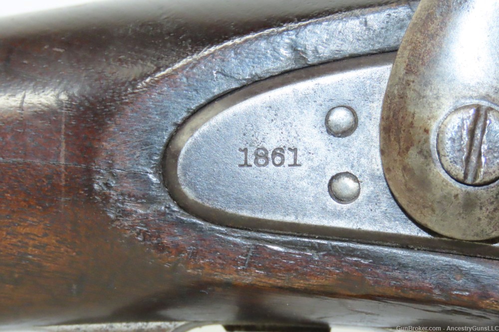 CIVIL WAR Antique UNION U.S. Springfield M1861 Rifle-Musket LEATHER SLING  -img-6