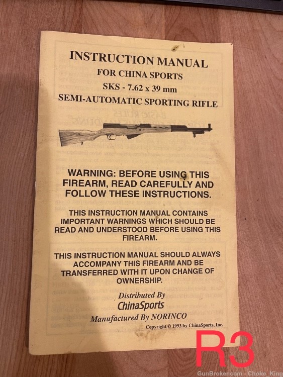 SKS 7.62 x 39 7.62x39 Owners Instruction Manual-img-0