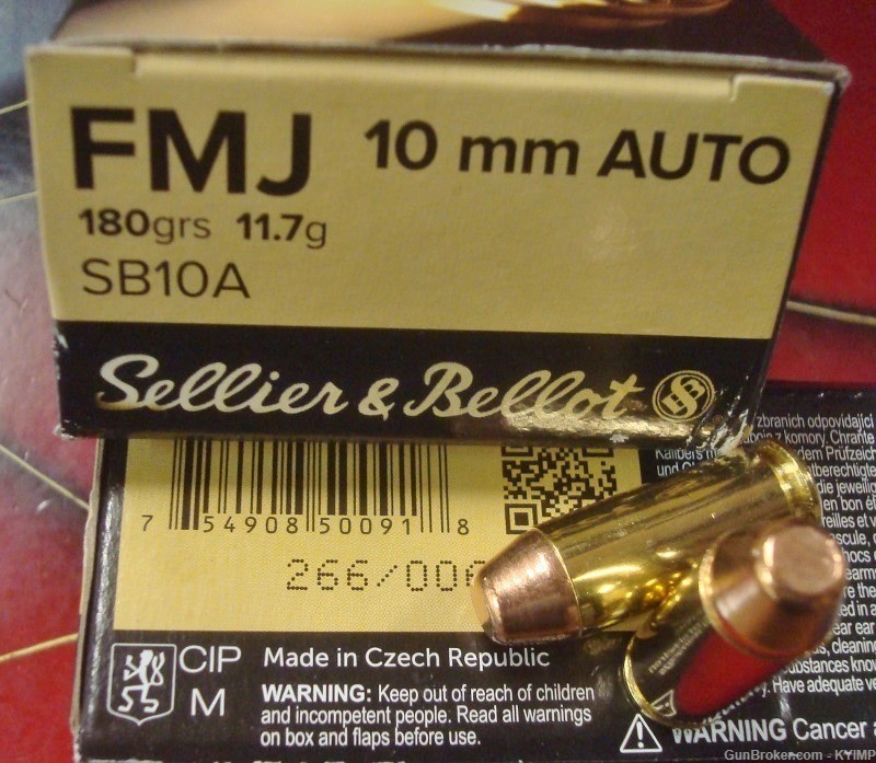 200 Sellier & Bellot 10mm FMJ 180 grain Factory NEW BRASS ammo SB10A-img-1