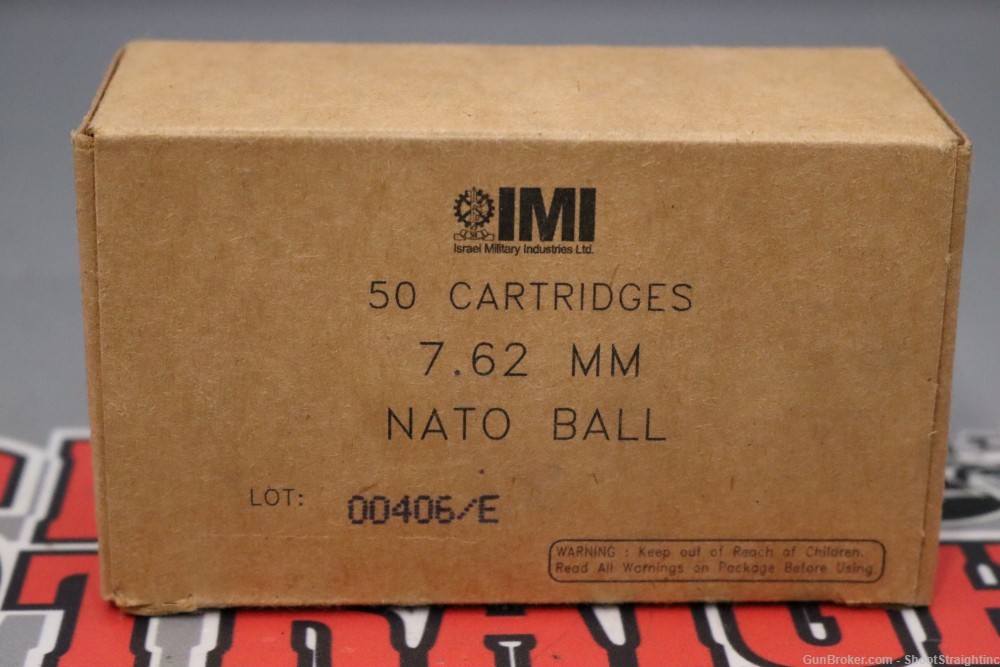 Lot O' One (1) Box of 50rds Israeli IMI 7.62NATO FMJ Ammo-img-0