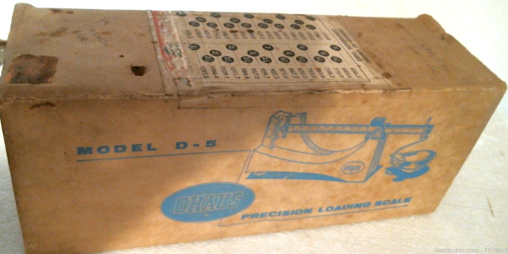 Vintage In Original Box Used OHAUS Model D-5 Precision Powder Loading Scale-img-0
