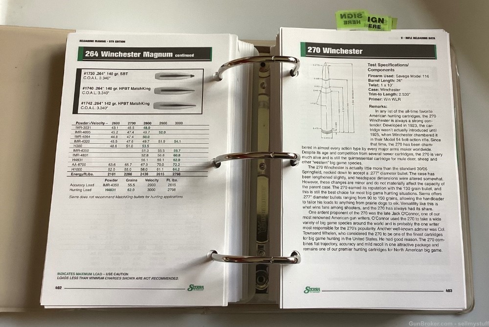 SIERRA Rifle / Handgun Reloading Data Book/Binder , Edition V , 1150 pages-img-6