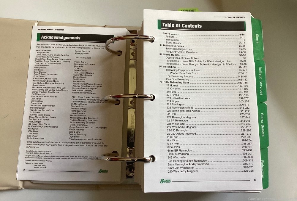 SIERRA Rifle / Handgun Reloading Data Book/Binder , Edition V , 1150 pages-img-5