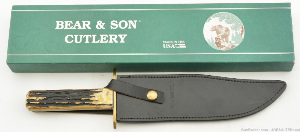 Bear & Son Cutlery MGC 8 3/4" Damascus Bowie/Sheath-img-0