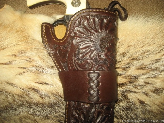 VINTAGE GEO.LAWRENCE HOLSTER RUGER BLACKHAWK/COLT NEW FRONTIER SAA 7.5" !-img-1