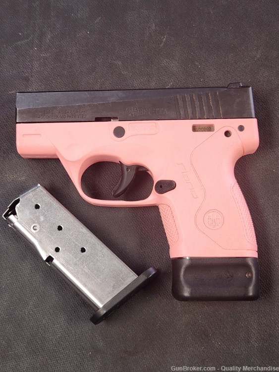 Beretta BU9 Nano Pistol 9mm 3" Pink grip frame with two factory mags-img-0