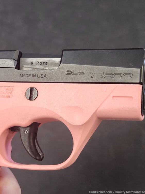 Beretta BU9 Nano Pistol 9mm 3" Pink grip frame with two factory mags-img-7