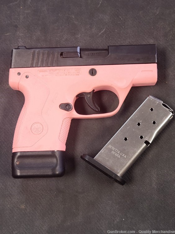 Beretta BU9 Nano Pistol 9mm 3" Pink grip frame with two factory mags-img-1
