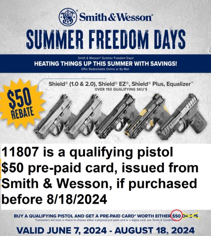 S&W M&P 9 Shield Plus 2.0 9mm Compact 11807 $50 Rebate before 8/18/24 NIB-img-0