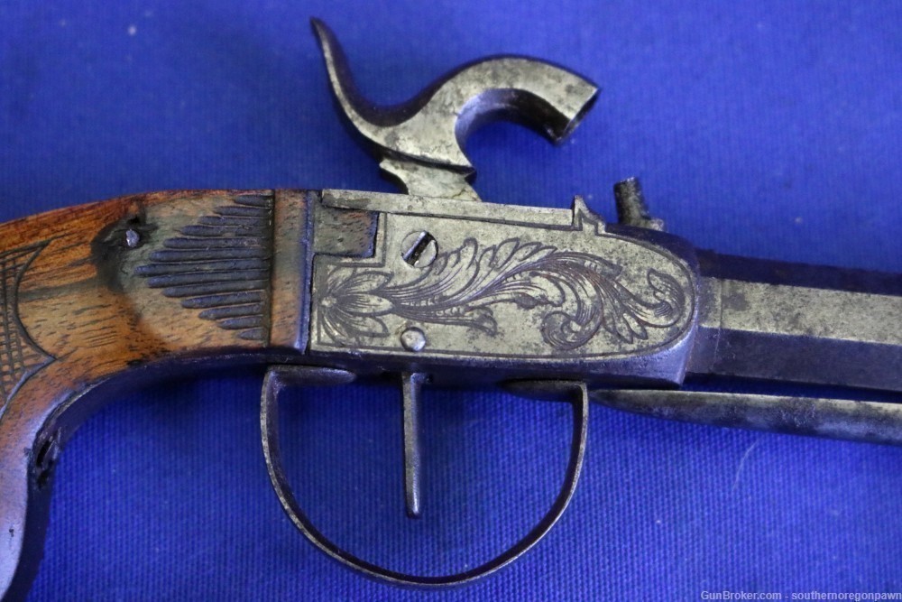 L & Co  Snap Bayonet  folding .44 cal Percussion pistol walnut  Antique -img-20
