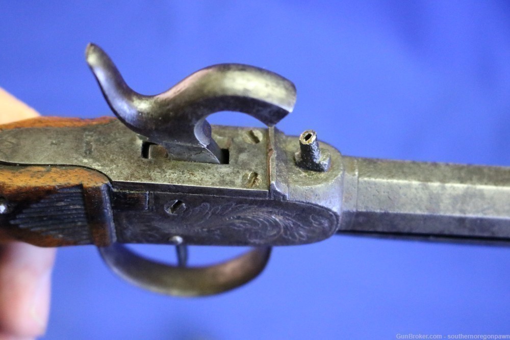 L & Co  Snap Bayonet  folding .44 cal Percussion pistol walnut  Antique -img-39