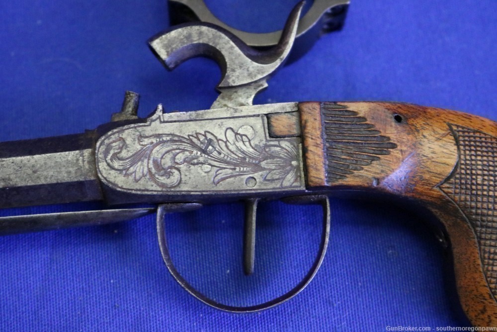 L & Co  Snap Bayonet  folding .44 cal Percussion pistol walnut  Antique -img-2