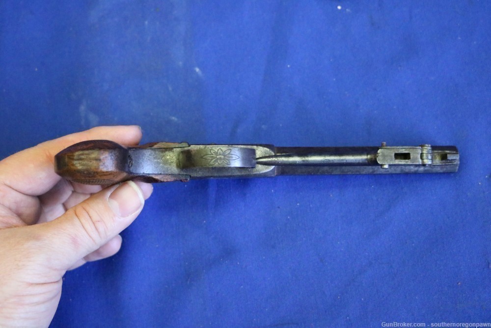 L & Co  Snap Bayonet  folding .44 cal Percussion pistol walnut  Antique -img-5