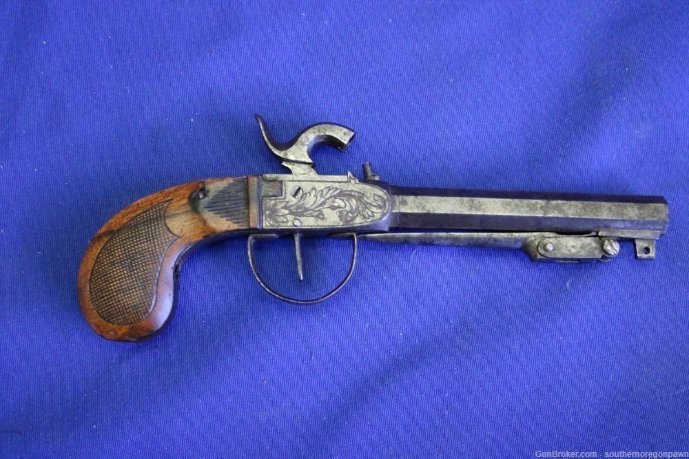 L & Co  Snap Bayonet  folding .44 cal Percussion pistol walnut  Antique -img-17