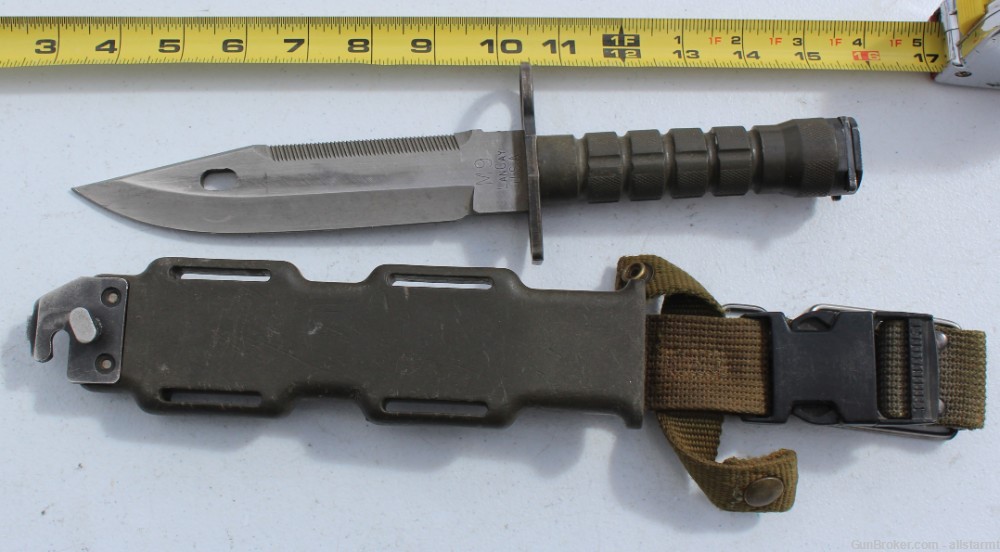 LanCay M9 Bayonet with Scabbard - No Hyphen - First Contract - Gray Blade-img-0