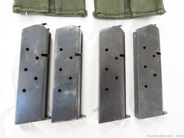 Four 1911 .45 Cal Pistol Magazines + 2 USGI Magazine Pouches-img-2