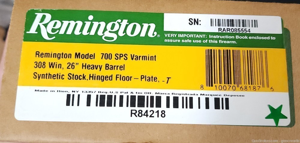 Remington R84218 700 SPS Varmint 308Win 308 Win Black 26" HB Layaway-img-12