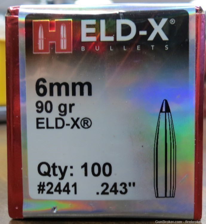Hornady #2441 ELD-X .243 90 grain bullets qty-100-img-0