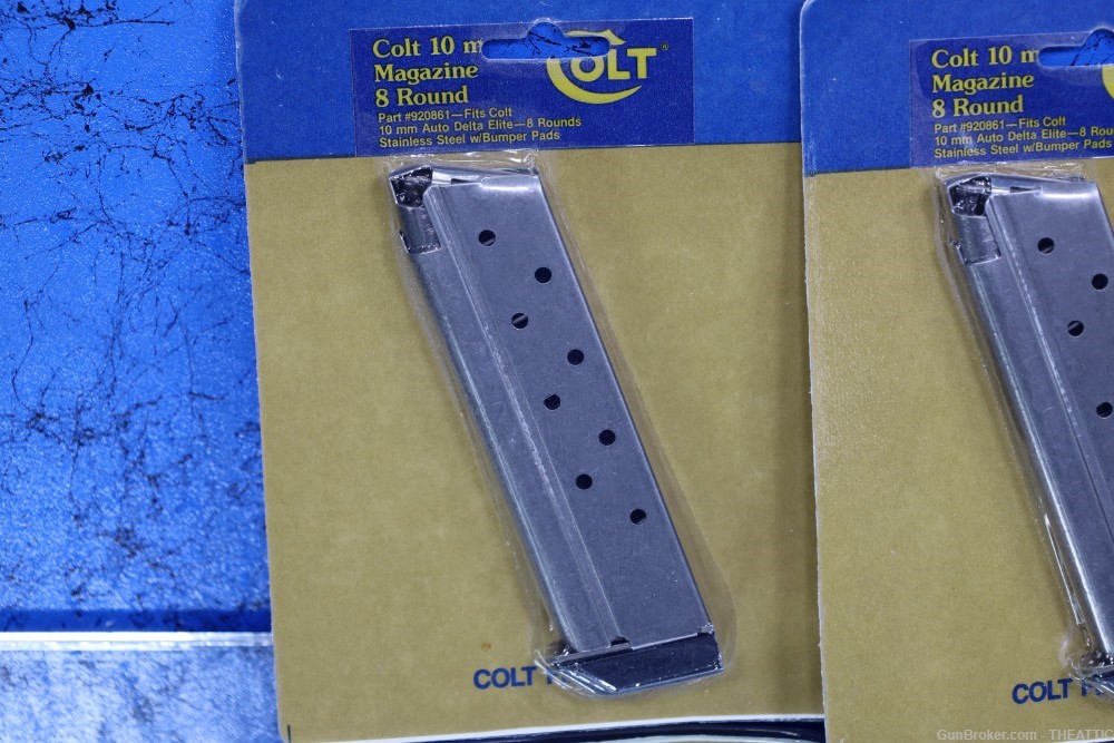LOT OF 2 VINTAGE NEW IN PACKAGE COLT DELTA ELITE 10MM 1911 8 ROUND MAGAZINE-img-5