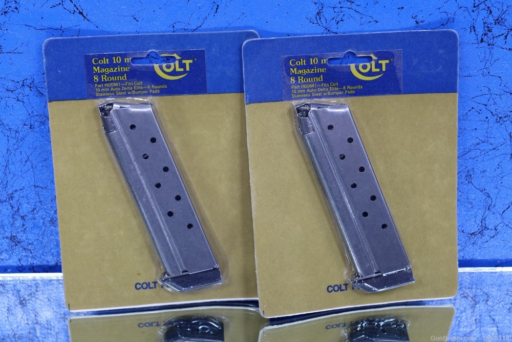 LOT OF 2 VINTAGE NEW IN PACKAGE COLT DELTA ELITE 10MM 1911 8 ROUND MAGAZINE-img-1
