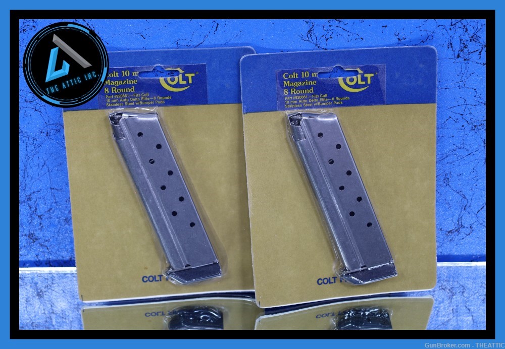 LOT OF 2 VINTAGE NEW IN PACKAGE COLT DELTA ELITE 10MM 1911 8 ROUND MAGAZINE-img-0