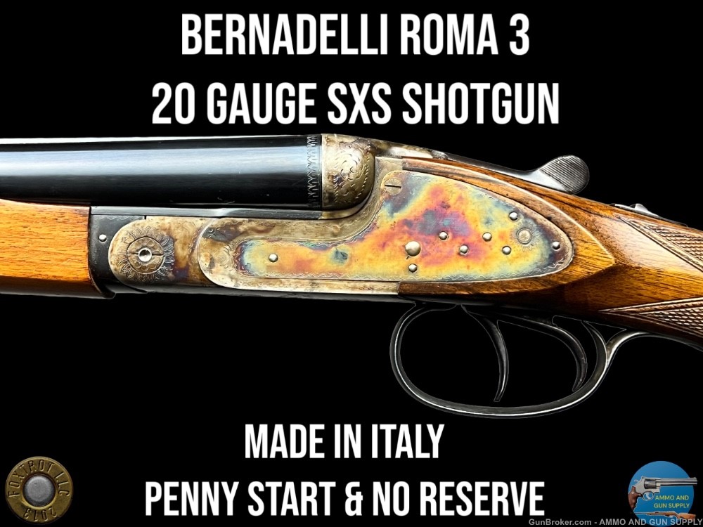 BERNADELLI ROMA 3 20 GAUGE SXS - 9-PIN CASE COLOR SIDEPLATES - PENNY START-img-0