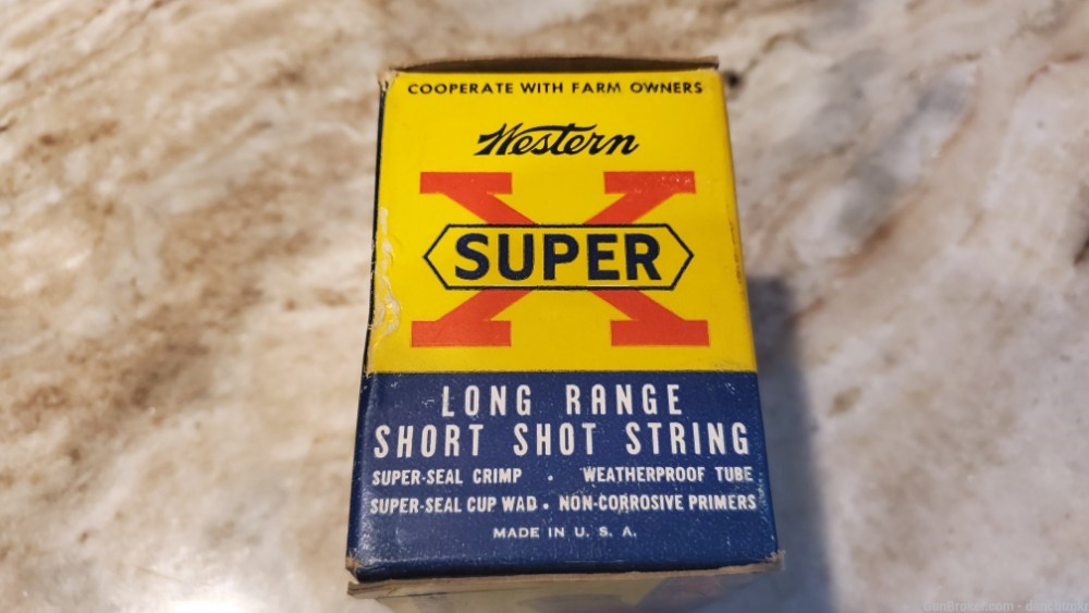 Western Super-X 20 Gauge #4's full box 25 paper shells circa 1959 -img-9