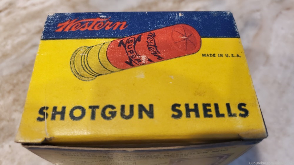 Western Super-X 20 Gauge #4's full box 25 paper shells circa 1959 -img-8
