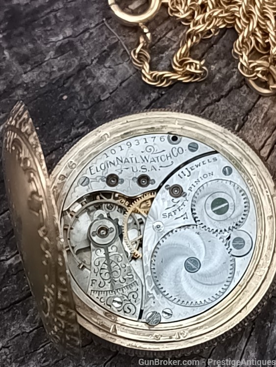 *1880s  ENGRAVED Elgin GOLD pocket watch-img-5