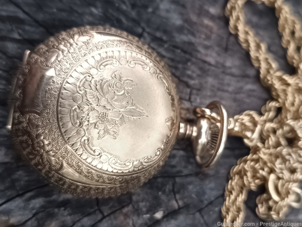 *1880s  ENGRAVED Elgin GOLD pocket watch-img-2