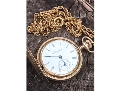 *1880s  ENGRAVED Elgin GOLD pocket watch
