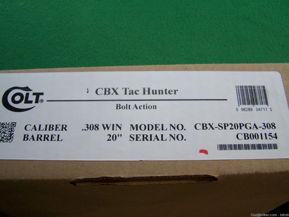 Factory New Colt CBX TAC Hunter, 308 Win, 20"Bbl, Suppressor Ready -img-2
