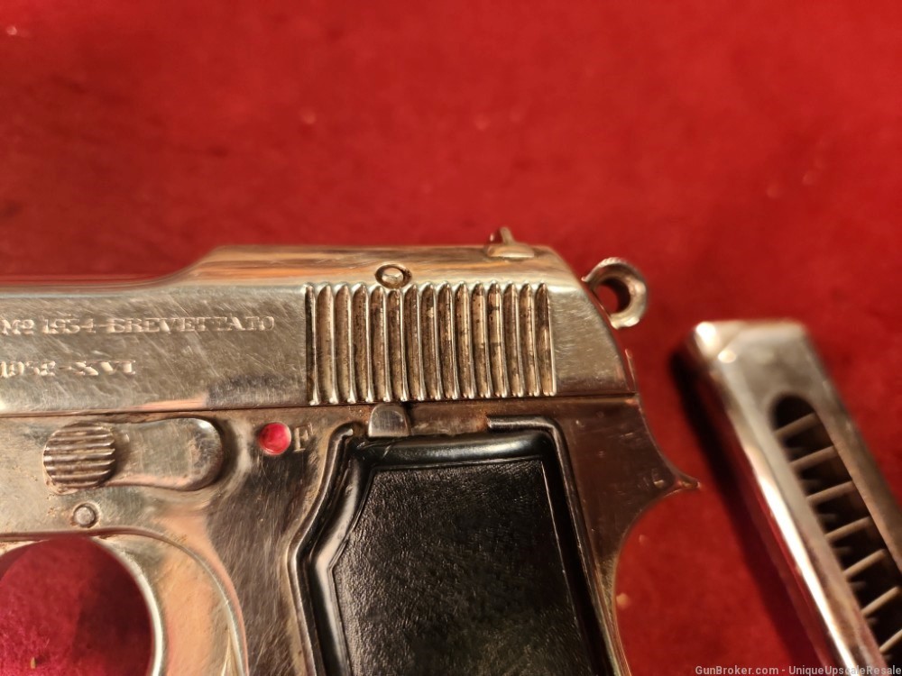 Beretta model 1934 380 ACP semi auto pistol - nickel with 2 mags-img-1