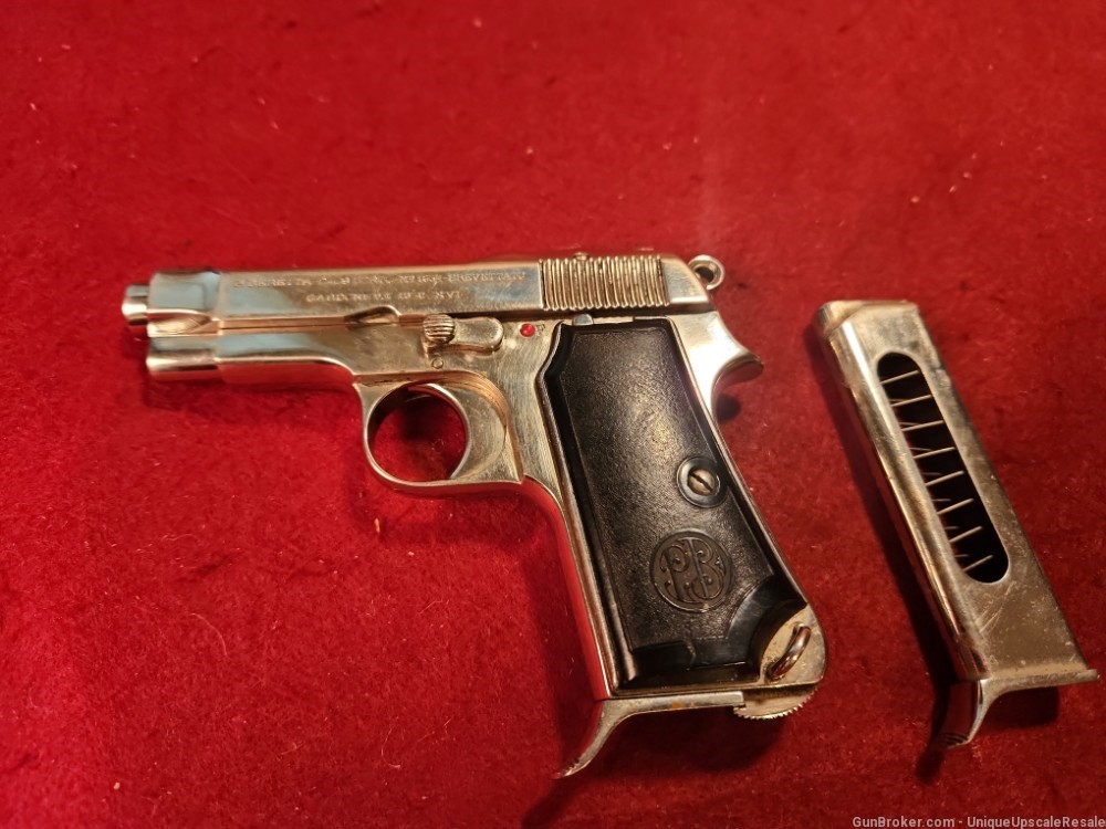 Beretta model 1934 380 ACP semi auto pistol - nickel with 2 mags-img-0