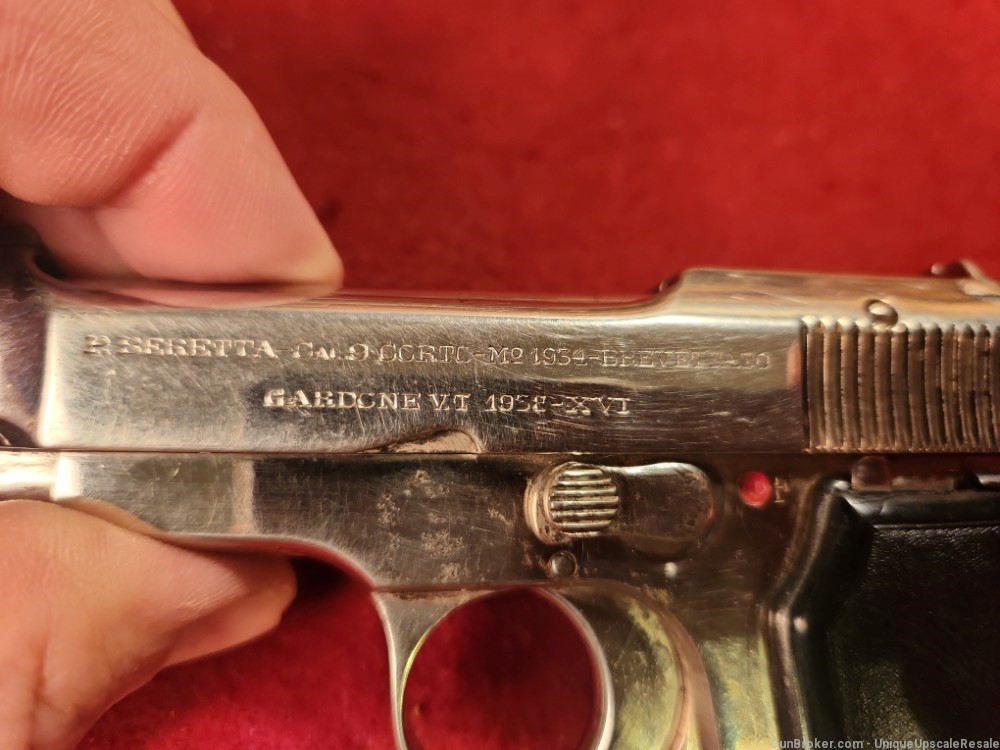 Beretta model 1934 380 ACP semi auto pistol - nickel with 2 mags-img-2